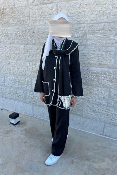 طقم شتوي صوف مع لفحة (ون سايز)