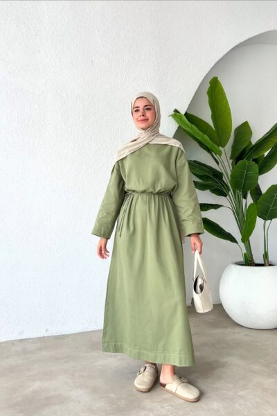 فستان صيفي عملي فستقي (حجم ستاندرد)