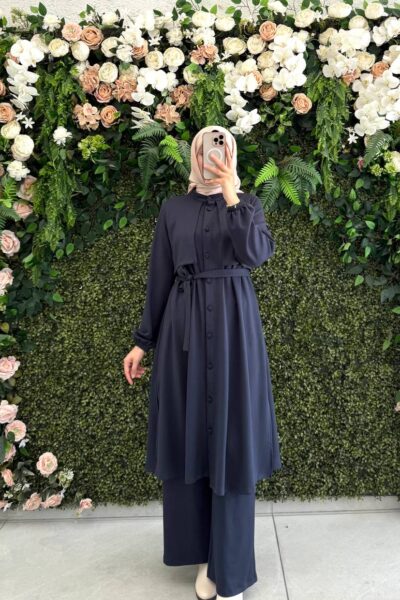 طقم أويشو أنيق قميص طويل وربطة | سكني