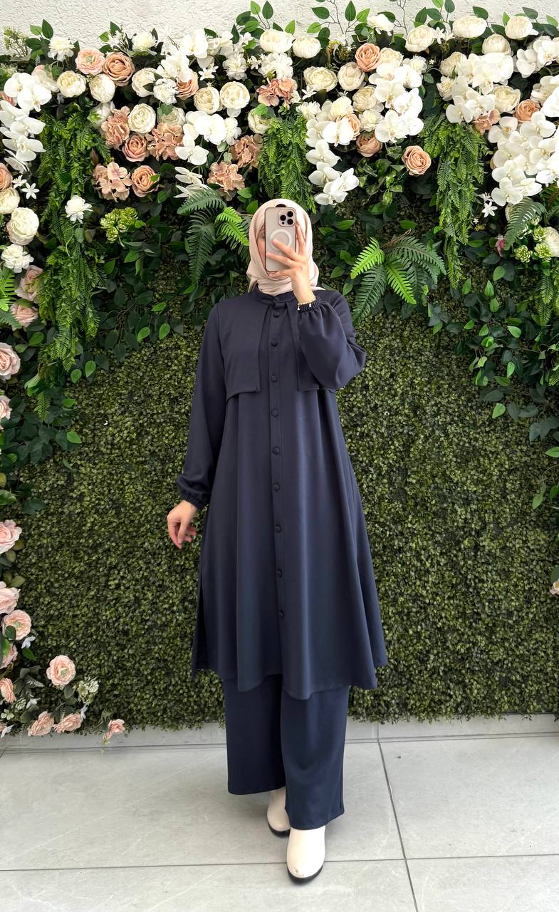 طقم أويشو أنيق قميص طويل وربطة | سكني - الصورة 2