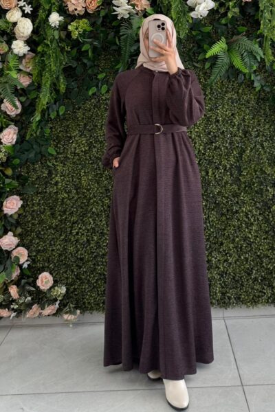 فستان ياقوت – فستان طويل بحزام أنيق وقماش فاخر | نهدي