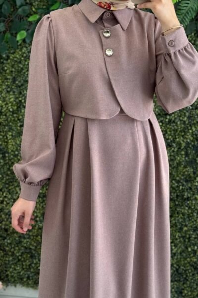 فستان سوار بتصميم راقي | بيج