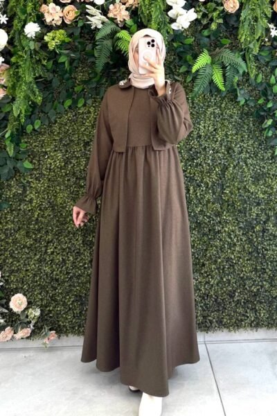 فستان لمار بتطريز الياقة والأكمام (ربيعي) | زيتي