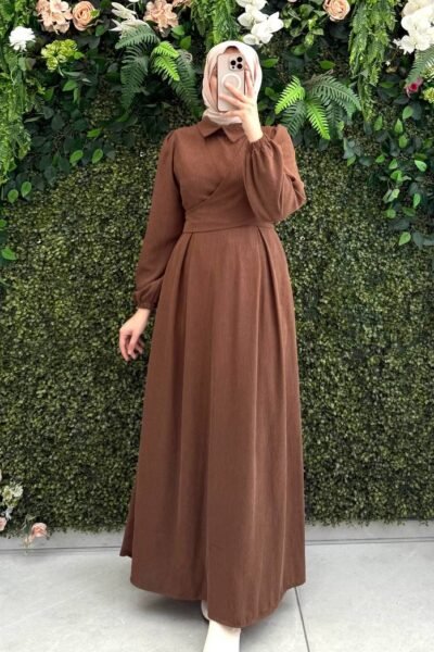 فستان همسة – فستان طويل بتصميم أنيق | بني