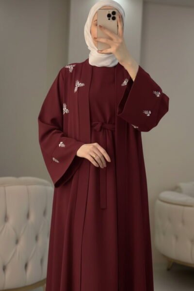 عباية قطعتين ستراس فراشة توتي