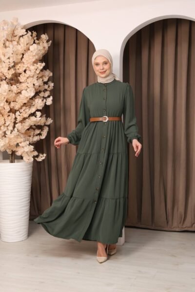فستان لين مع حزام | أخضر منت