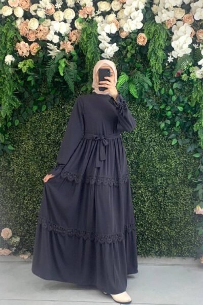 فستان ليان مميز مع دانتيل وحزام | سكني