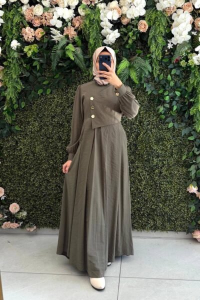 فستان نسيم أنيق مع أزرار جانبية | زيتي