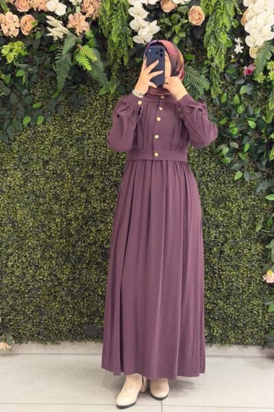 فستان جمان قطعتين بأزرار ذهبية فخمة | بوردو
