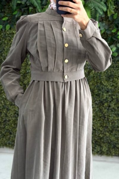 فستان جمان قطعتين بأزرار ذهبية فخمة | زيتي