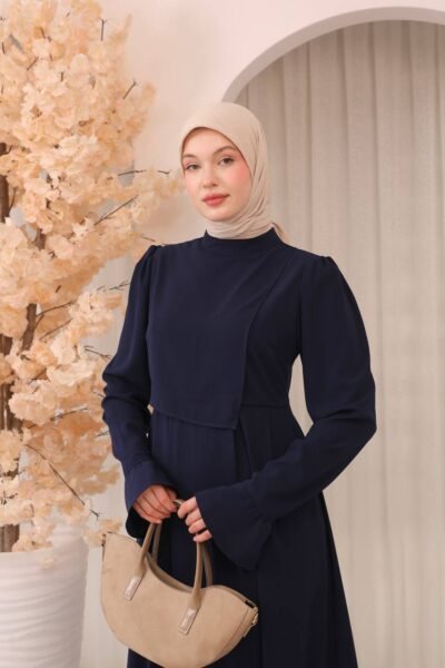 فستان ميار بتفاصيل أمامية أنيقة | كحلي